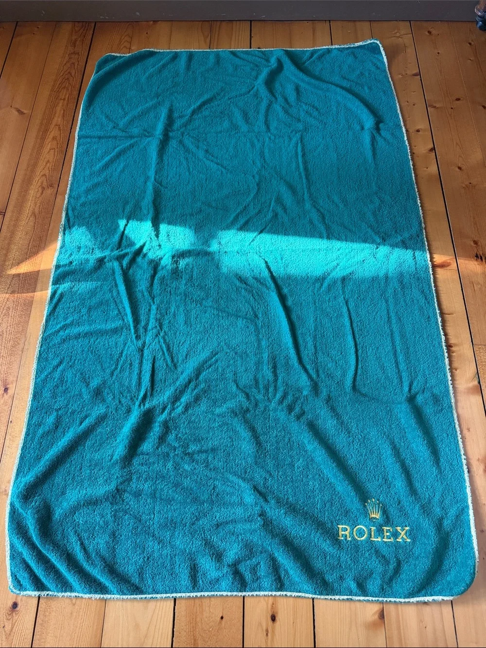 Rolex Green Large Beach Towel Plush with Gold Logo